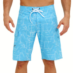 Pattern Print Men's Swim Trunks Quick Dry Beach Shorts