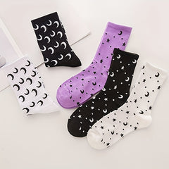 Moon Print Mid Tube Socks Women's Stockings