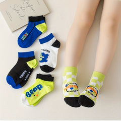 5 Pairs Kids Bear Socks Comfortable Low Cut Ankle Socks Boys Girls Cotton