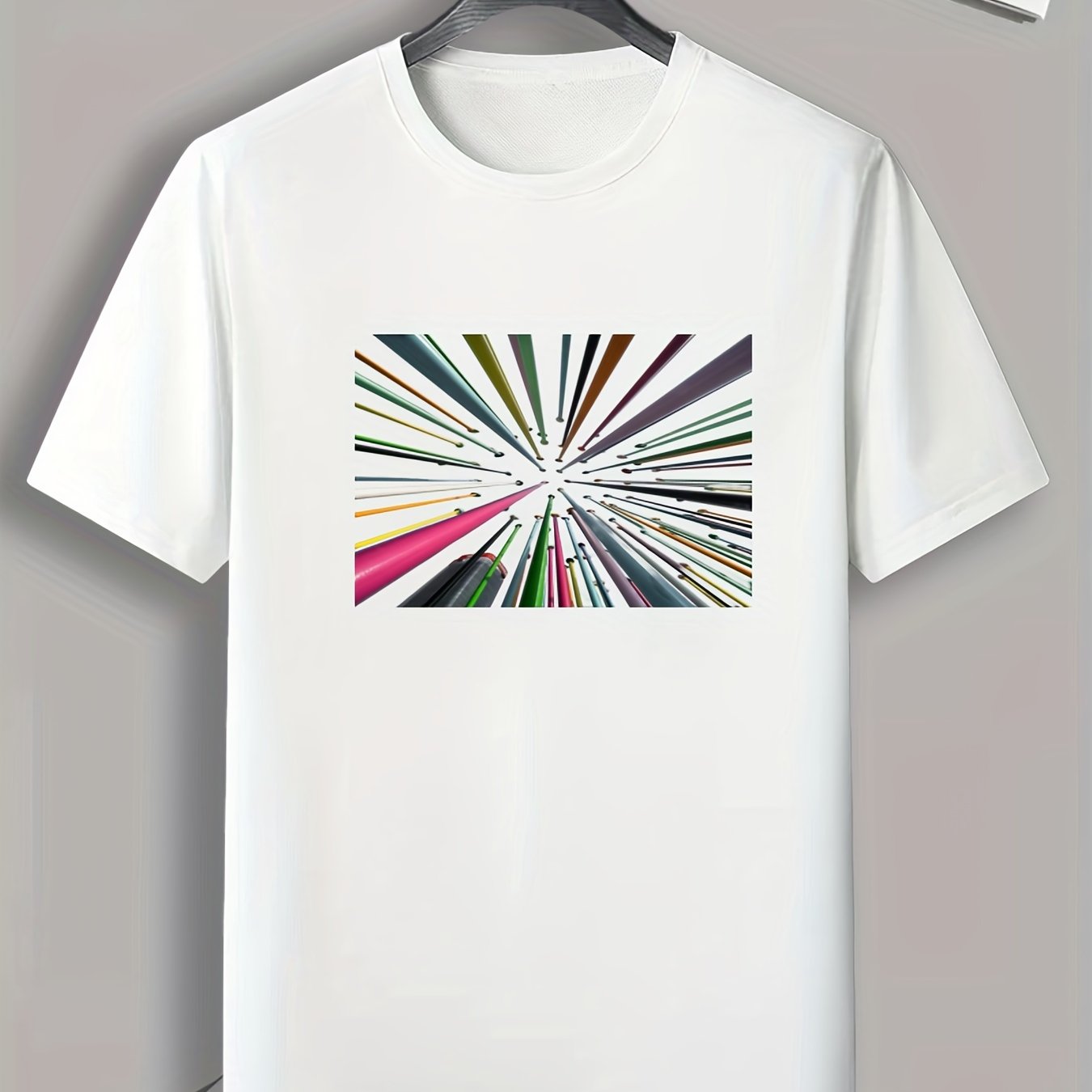 Striped Print Men's Comfy T-shirt for Outdoor Summer