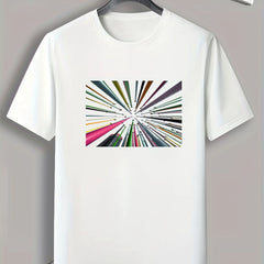 Striped Print Men's Comfy T-shirt for Outdoor Summer