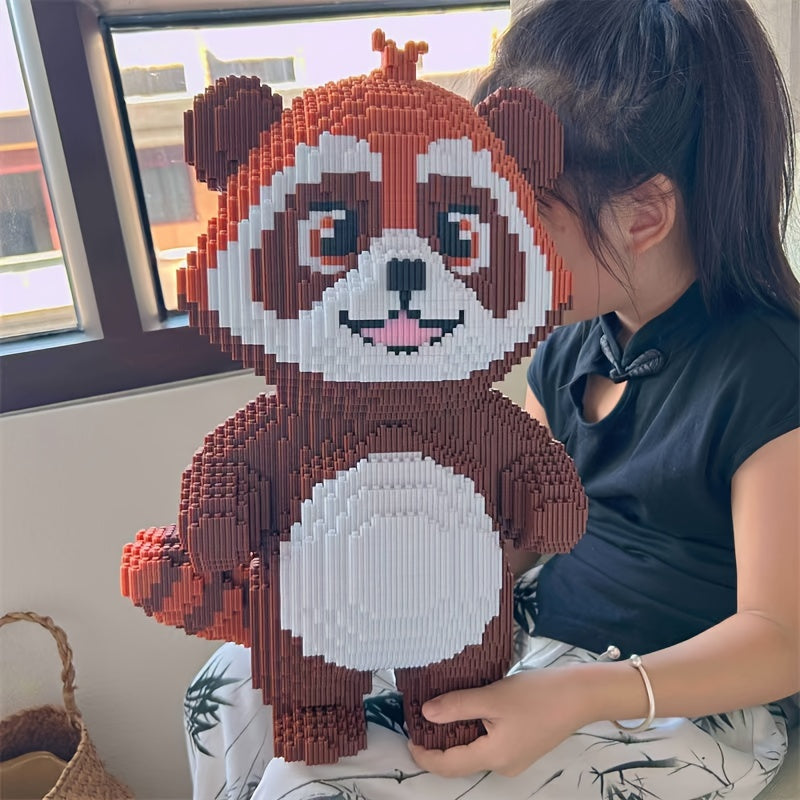 Panda Building Toys Brown Panda Cartoon Toys Plastic Blocks Large Mode
