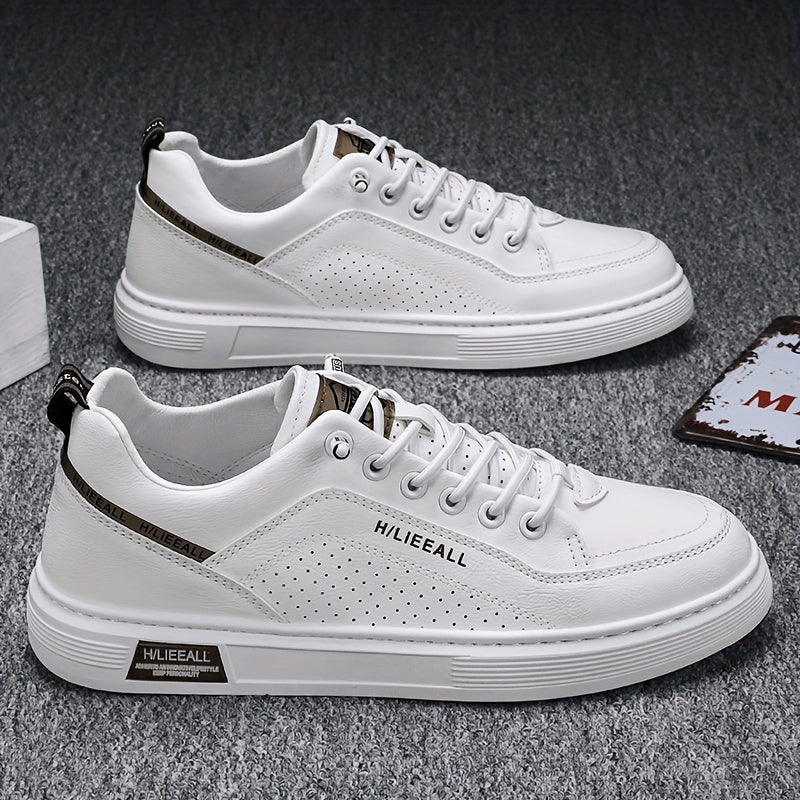 Men's Lace Up Sneakers Casual PU Leather Walking Shoes