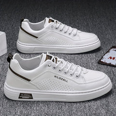 Men's Lace Up Sneakers Casual PU Leather Walking Shoes