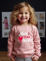 Girls Letters Pattern Crew Neck Long Sleeve Sweatshirt