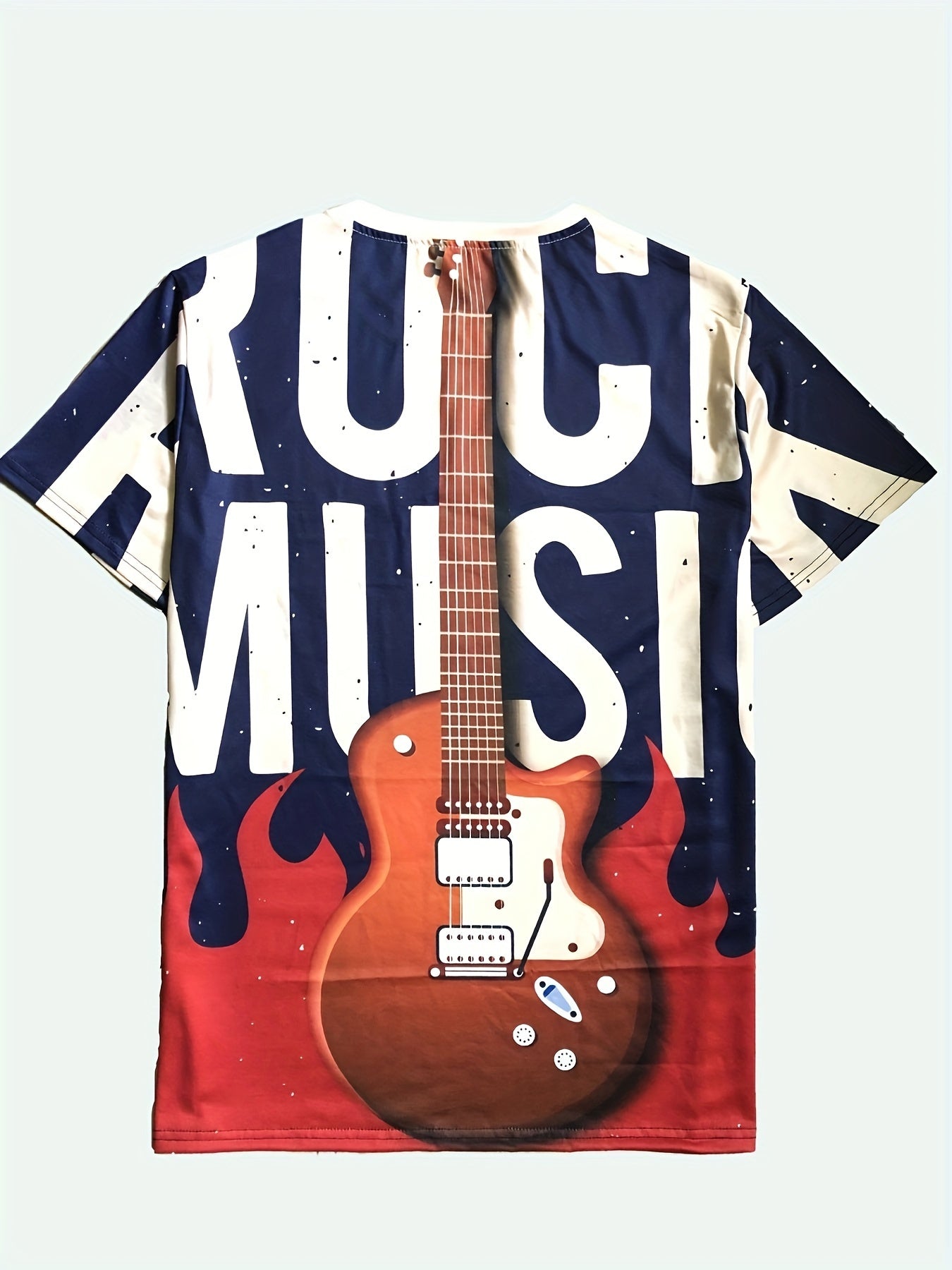 Rock Music Print T shirt Men's Casual Street Style Tee Shirt