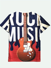 Rock Music Print T shirt Men's Casual Street Style Tee Shirt