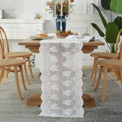 Floral Shaped Table Runner Embroidered Cotton Lace Table Flag