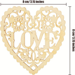 10pcs Wooden Love Heart Embellishments Wedding Decoration