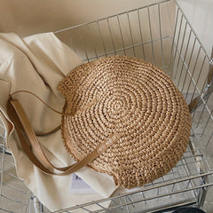 Summer Straw Shoulder Bag Minimalist Woven Storage Handbag