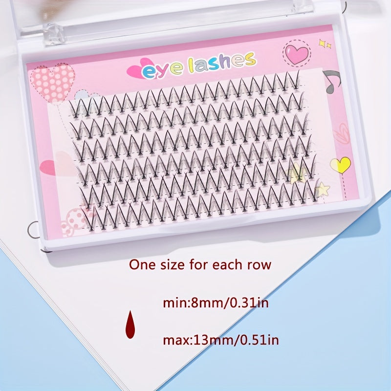 120pcs Mixed Fairy Style V Shape Cluster Lashes 6 Lengths in One Tray