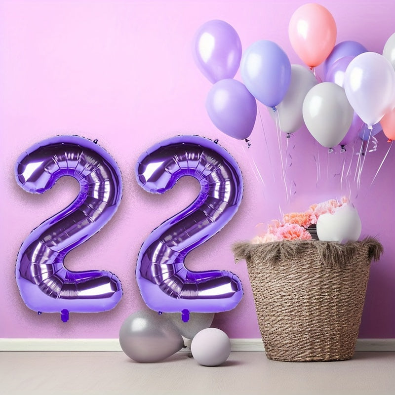 Giant Purple Number Helium Foil Balloons + Roll - Large Party Decoration