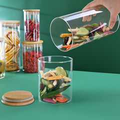12pcs Glass Storage Jar Candy Jars With Lids Food Container Airtight Bamboo Lid