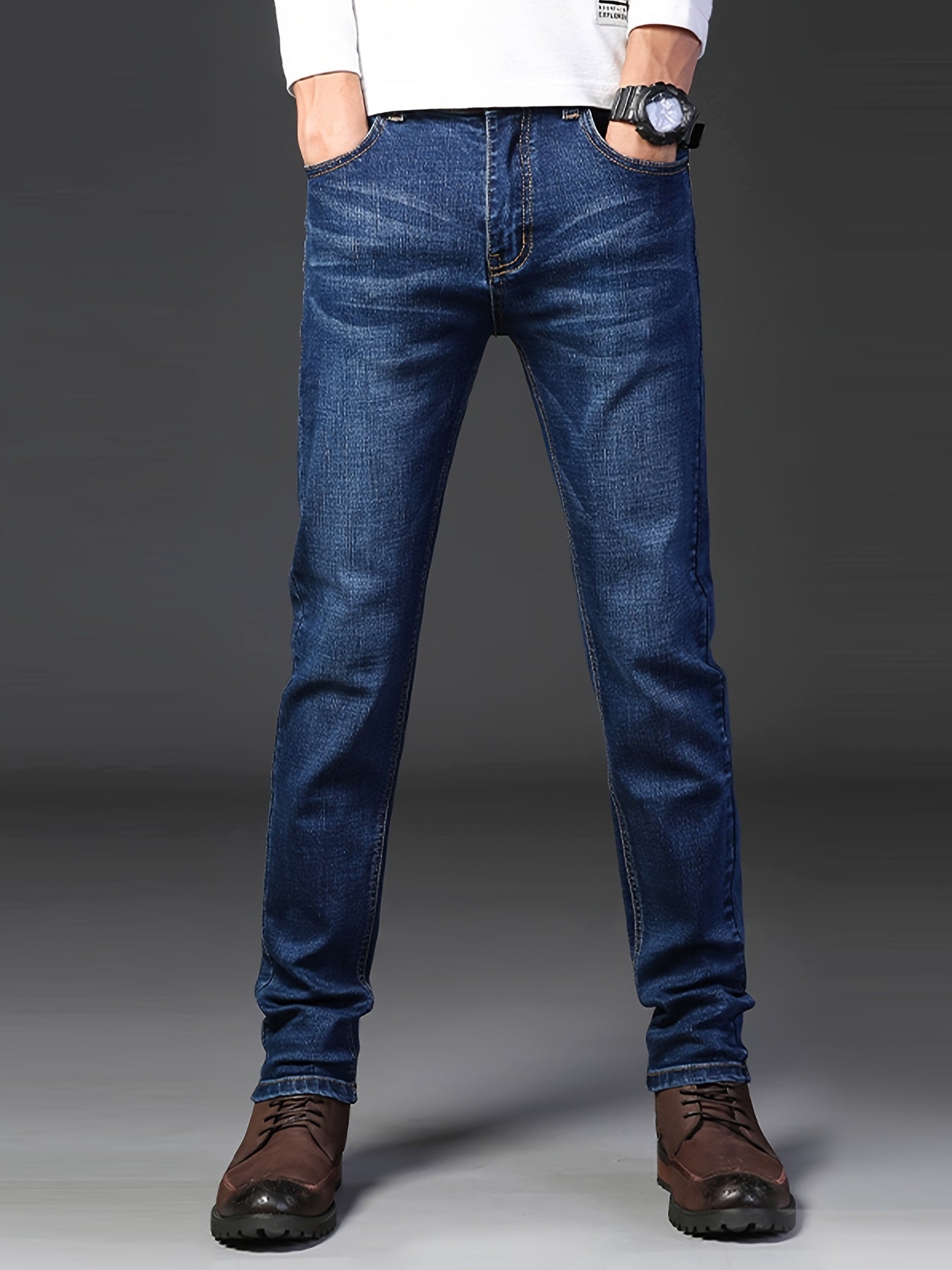 Men's Slim Straight Leg Denim Jeans Casual Cotton