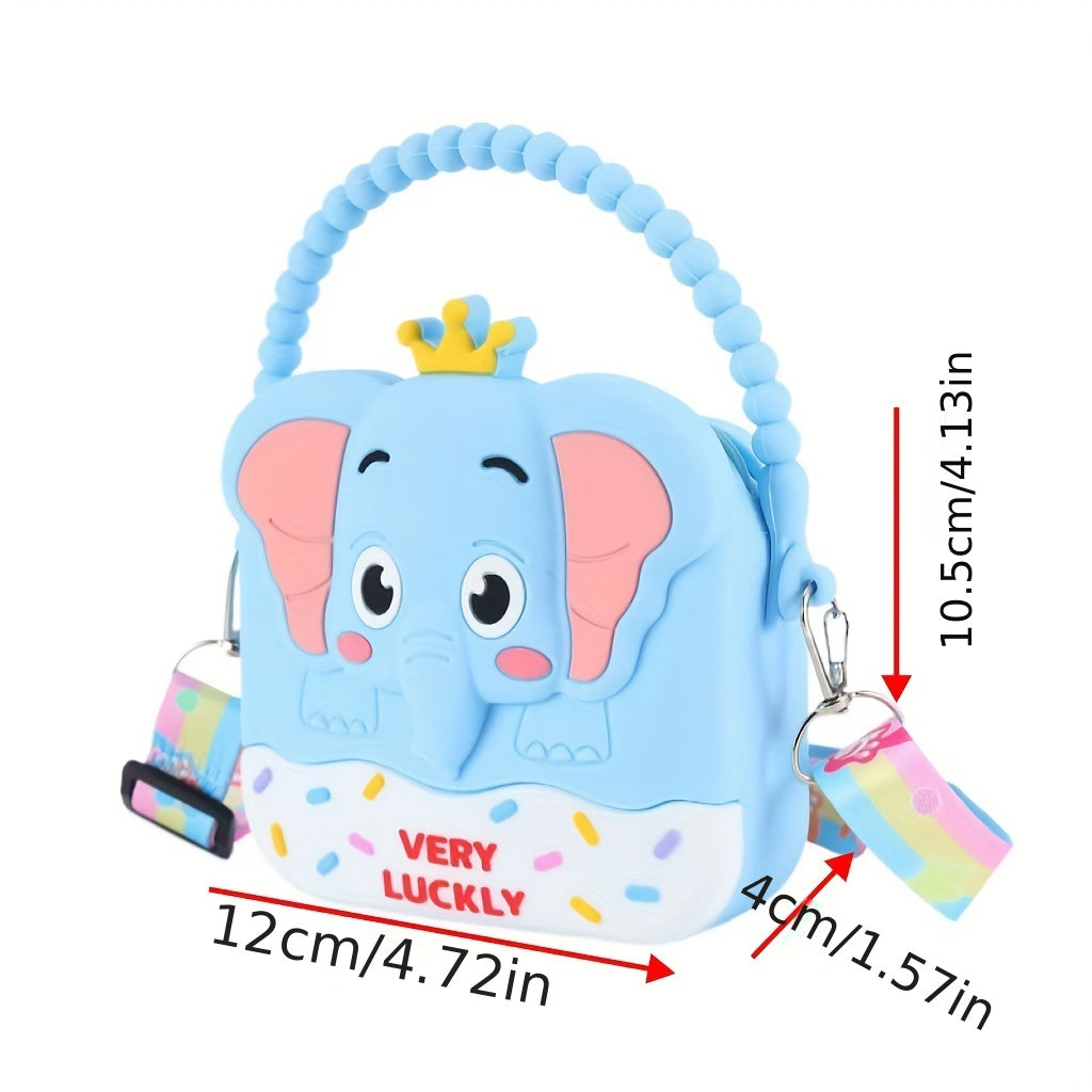 Cartoon Elephant Crossbody Bag Silicone Coin Purse Wallet for Kids