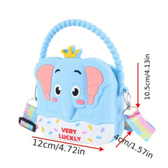 Cartoon Elephant Crossbody Bag Silicone Coin Purse Wallet for Kids
