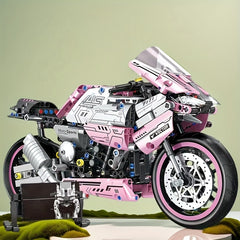2710pcs Pink Motorcycle Building Block Set Stylish Toy Model Realistic Details
