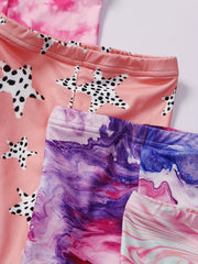 5pcs Girls' Stretch Tie Dye Footless Leggings for Trendy Style