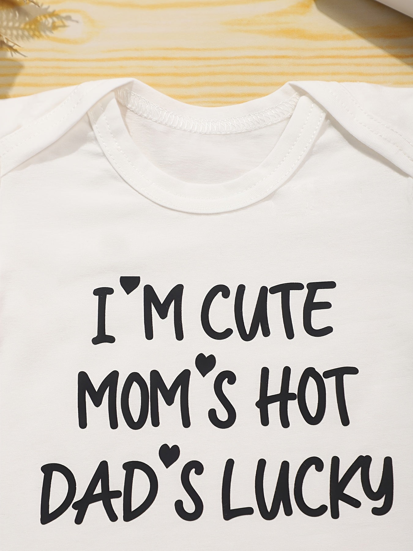 Baby Girls I m Print Romper Short Sleeve Cotton Bodysuit for Summer