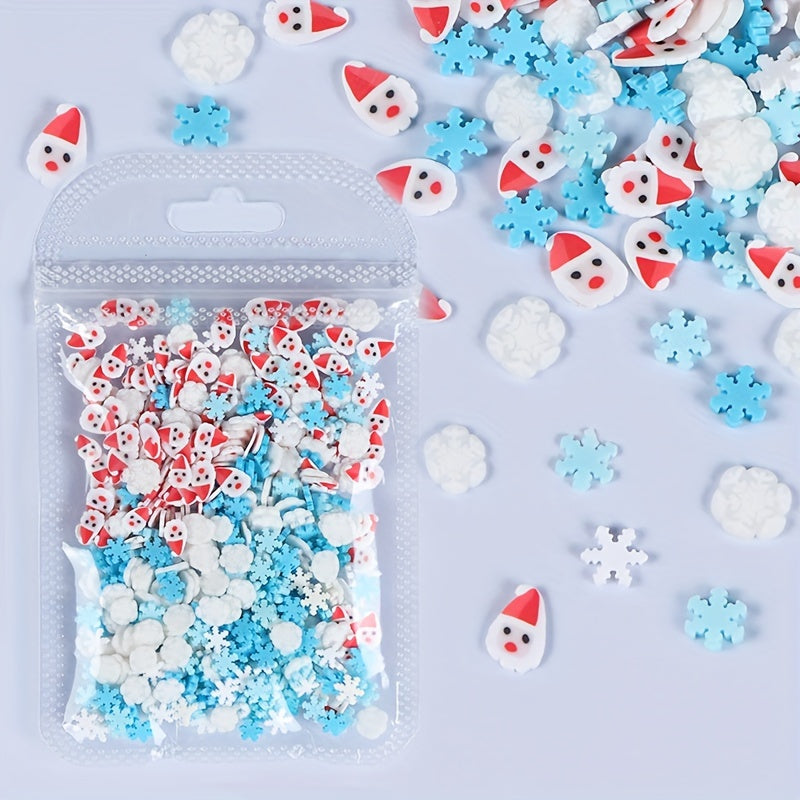 Christmas Polymer Clay Slices For Resin Mold Filler Xmas Snowflakes Santa Slime