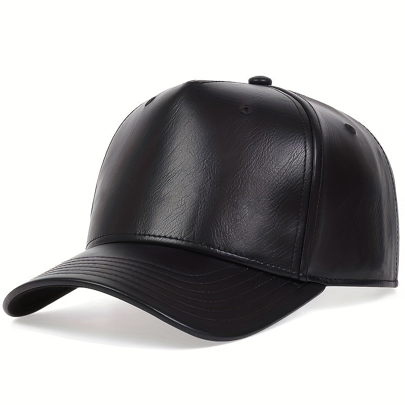 Men's PU Leather Baseball Cap Five-sided Hat