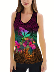 Hawaii Floral Print Tank Top & Leggings Set