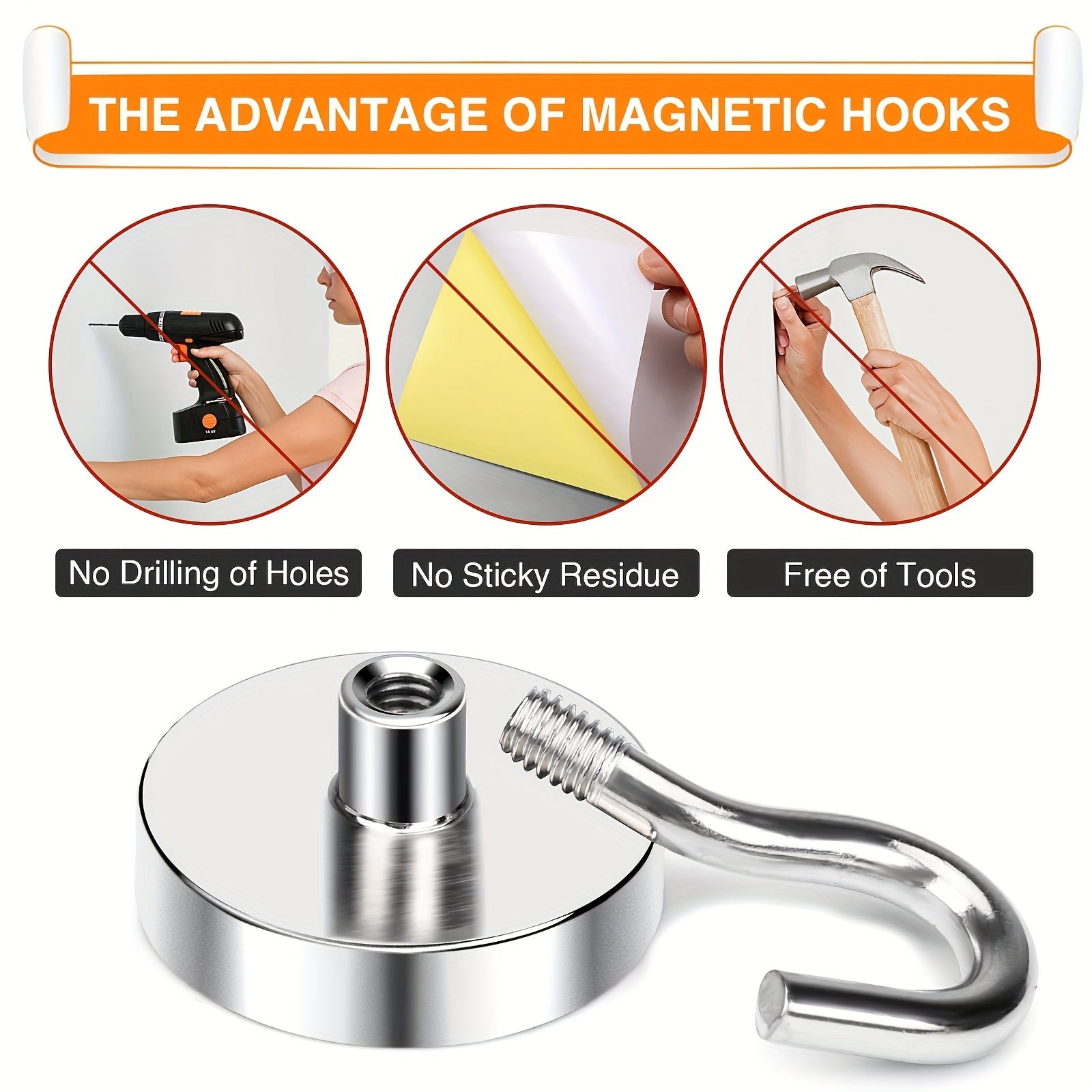 2pcs Neodymium Magnetic Hooks Heavy Duty 22 68 KG D20