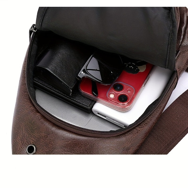 Vintage Layer Chest Bag Retro PU Crossbody Bag Sling Bag