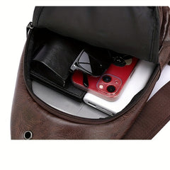 Vintage Layer Chest Bag Retro PU Crossbody Bag Sling Bag