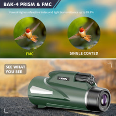 Waterproof Monocular BAK4 Prism for Bird Watching Hiking Camping
