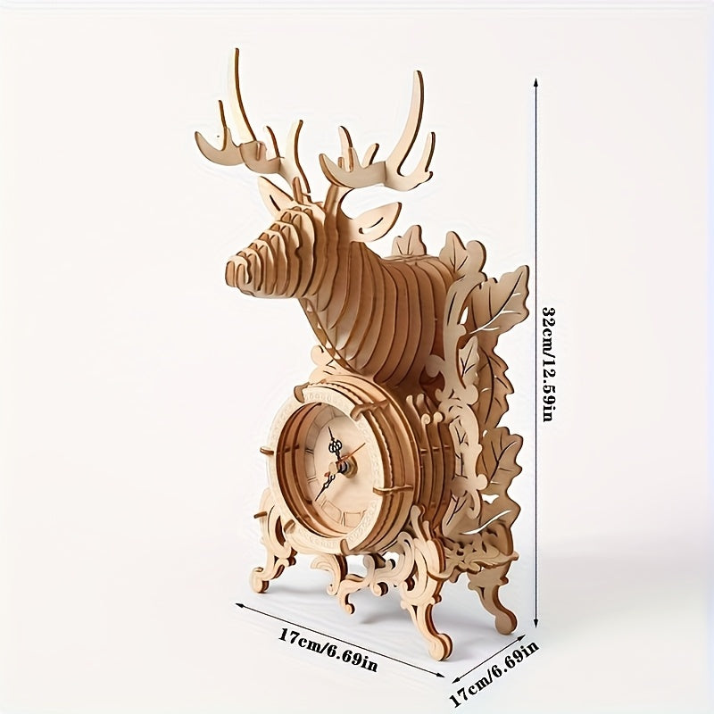 Wooden 3D Puzzle Desk Clock Model High Difficulty Creative Gift for Holidays