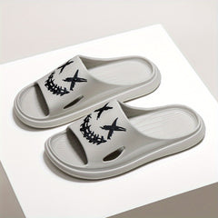 Men's Smile Print Slides Casual Non Slip Slippers