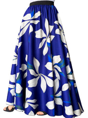 Women's Pleated Geo Print High Rise Maxi Skirt