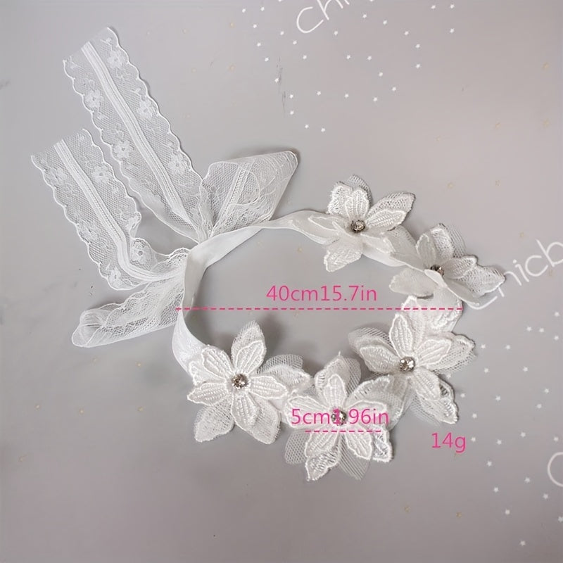 Pink Pearl Lace Flower Hairband for Baby Girls Toddler