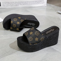 Women's Wedge Slide Sandals Open Toe Slip On Shoes Platform Shoes