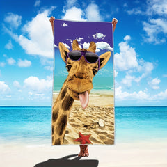 Giraffe Sunglasses Beach Towel Quick Dry Soft Absorbent Towel