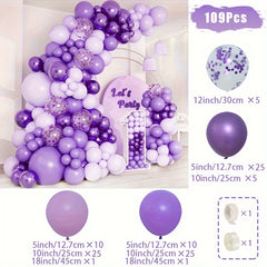 107pcs Purple Balloon Garland Arch Kit Wedding Birthday Party Decorations