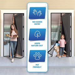 Magnetic Screen Door Self Sealing Hands Mesh Keeps Bugs Out