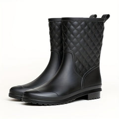 Argyle Quilted Slip on Rain Boots Waterproof Shoes