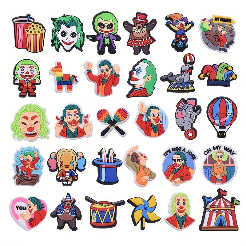 30pcs Clown Shoe Charms For Clogs Bubble Sandals PVC Accessories