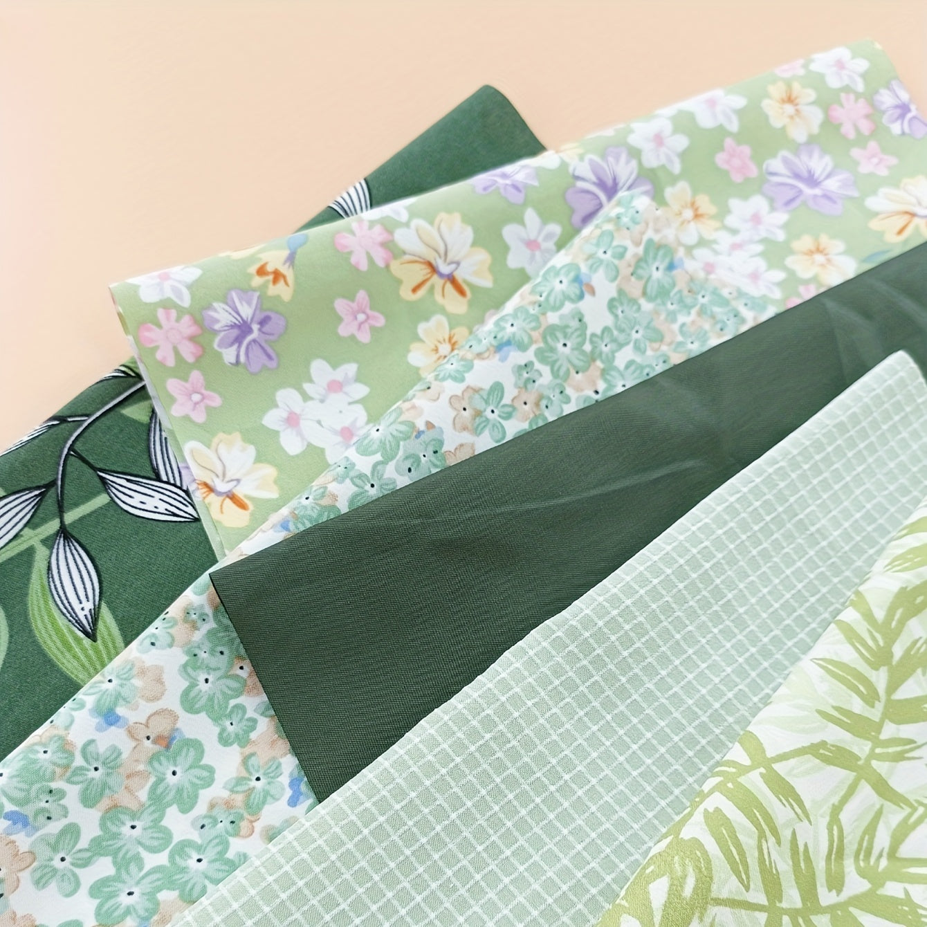 6pcs Square Printed DIY Fabric for Sewing Dress Garment Decorating