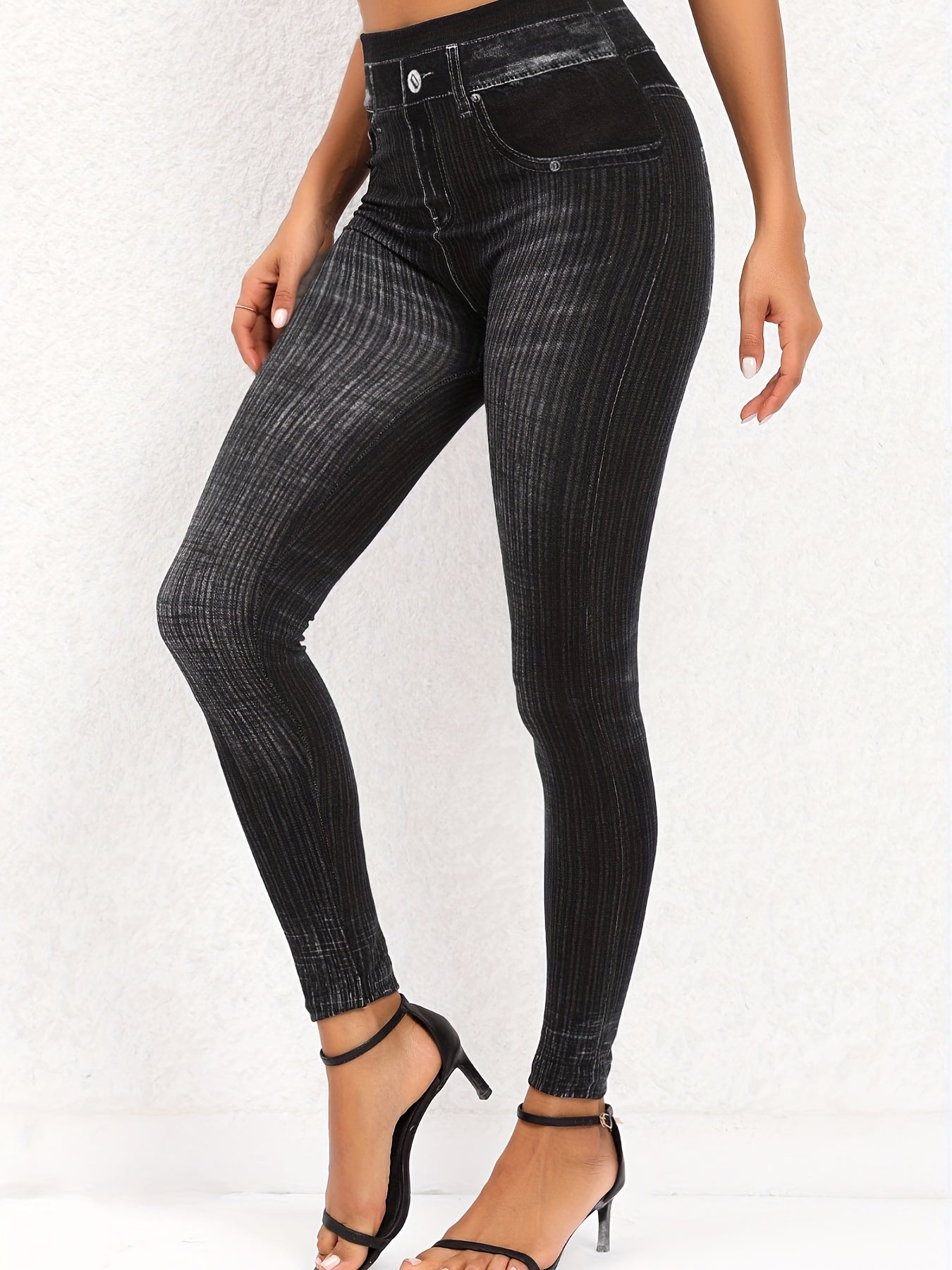 Women's Plus Denim Print High Rise Leggings