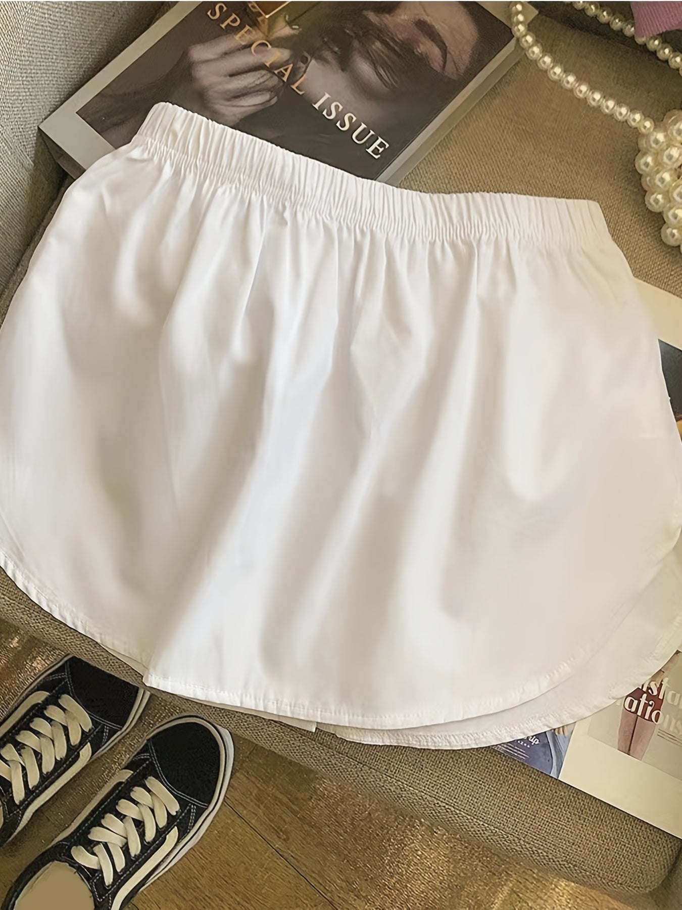 Solid Button Front Elastic Skirts Stylish Mini Skirts Women's Clothing