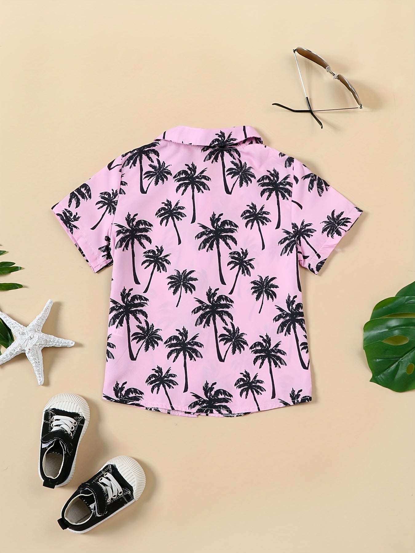 Hawaii Coconut Tree Graphic Print Boys Casual Summer Shirt