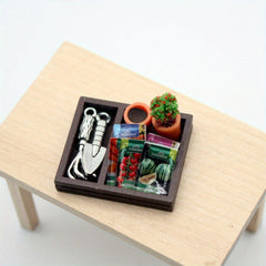 Doll House Gardening Wooden Box Shovel Pot Plant Seed Model Accessories