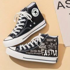 Men's Alphabet Print Ankle Top Canvas Shoes