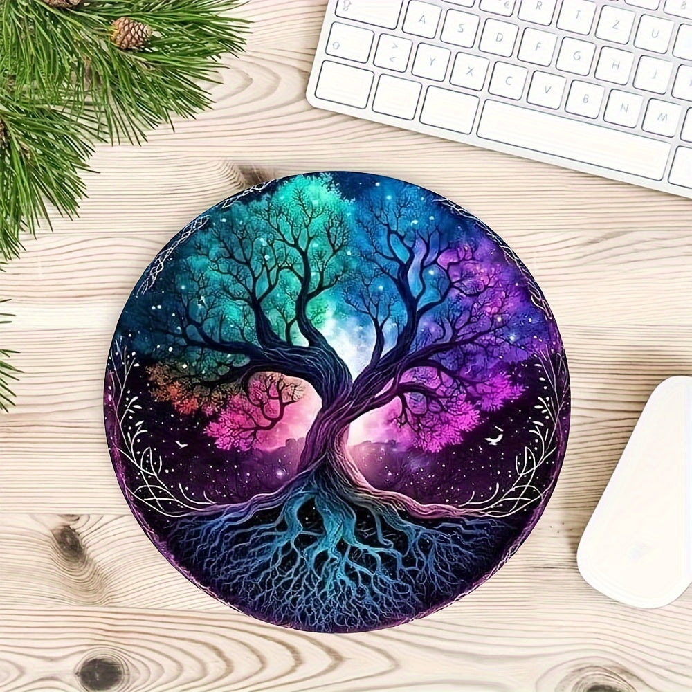 Tree Round Mouse Mat Mouse Pad Non Slip Rubber Base Small Size 7.8 X 7.8inch