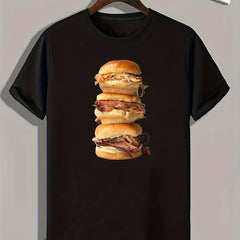 Hamburger Print Men's Graphic T-shirt for Summer