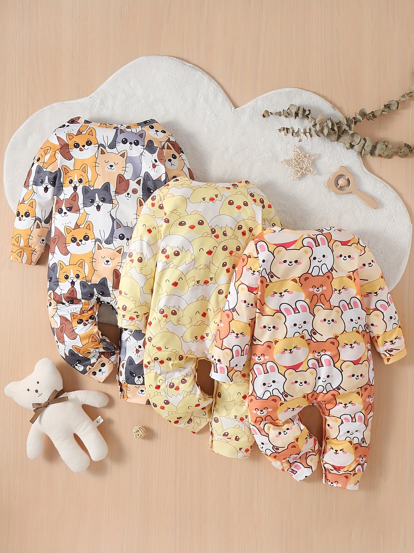 Cartoon Animal Print Jumpsuit for Baby Boys & Girls