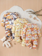 Cartoon Animal Print Jumpsuit for Baby Boys & Girls